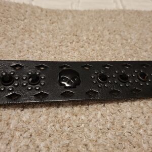 Harley Davidson Black Skull Studded Belt, Large